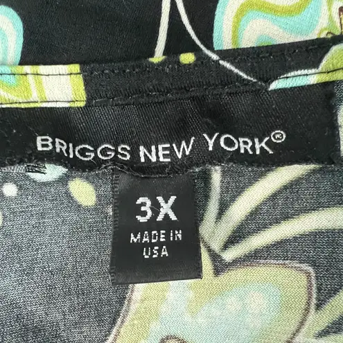 Briggs New York Briggs Womens Floral Top 3X Stretch Faux Wrap Party Casual Office Workwear