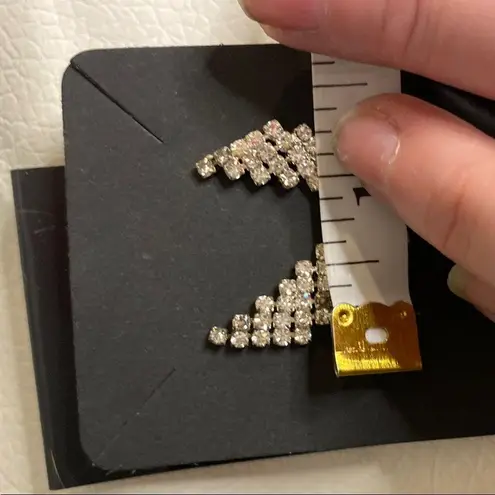 Vintage Austrian Crystal Earrings Silver Tone Pierced Drop 1.25" Sparkly