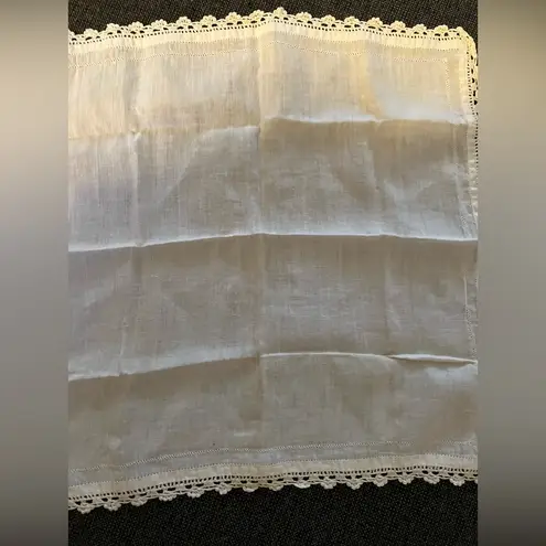 His and Hers Vintage White Lace Trim Handkerchief