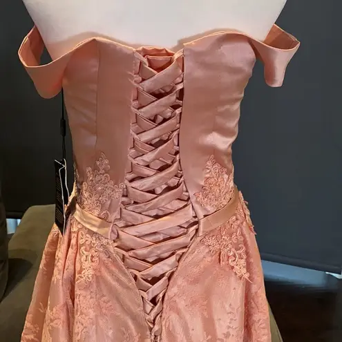 Women’s Dusty Pink Off The Shoulder Short Prom Party Dress CorsetBack Size 4 NWT Pink