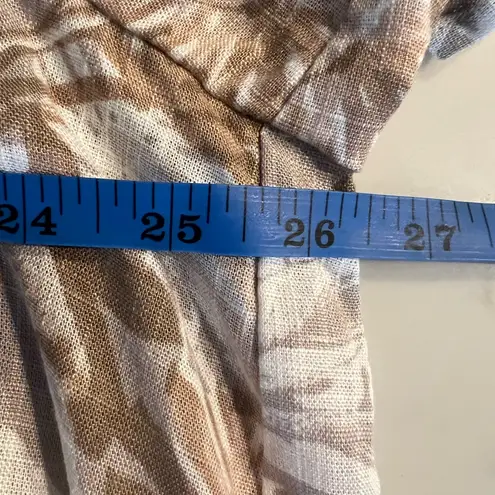 New Arna York Collection Riviera Frill Wonder Palm Shirt Size 20 Linen Blend Tan