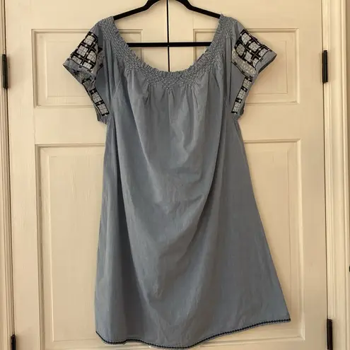 Ulla Johnson Jonas Dress Chambray Off Shoulder Denim Size 6 Scoop Neck Mini