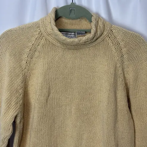 Vtg Maggie Lawrence Womens Sweater Lrg Butter Yellow Knit Mockneck Ramie Cotton Size L