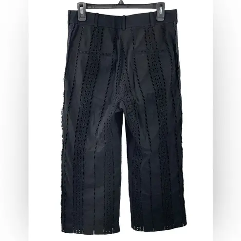 Veronica Beard Leta Eyelet Gaucho Cropped Pants in Black Size 6