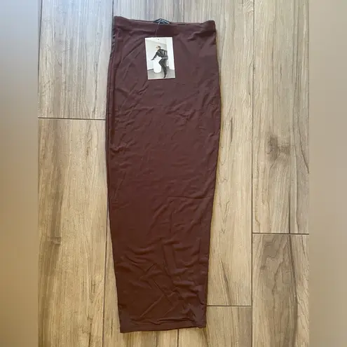Naked Wardrobe NWT MIDI Skirt in Chocolate Brown Sz Small $54