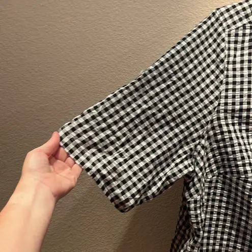 Woman Within Women’s 2X Black Gingham Short Sleeve Button Down Shirt