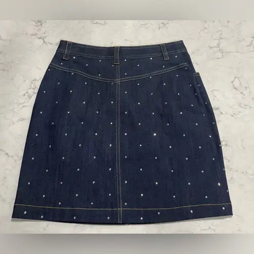 New! Cinq a Sept Ditsy Rhinestone Lynette Mini Skirt Sz 2 $295 Blue