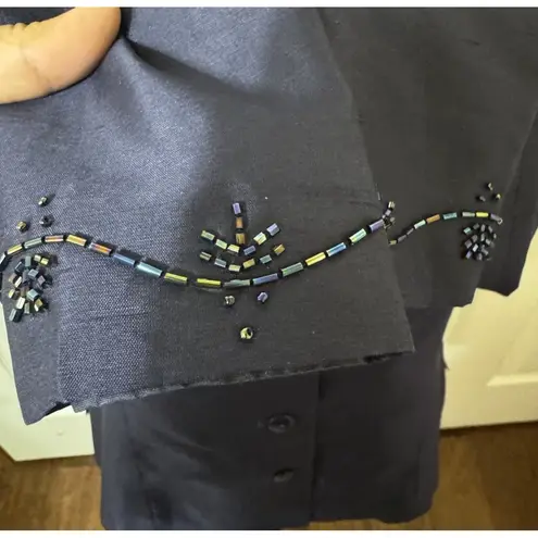 SILKLAND COLLECTION Beaded Sleeves 100% Silk Blazer Jacket Womens 10p Lined