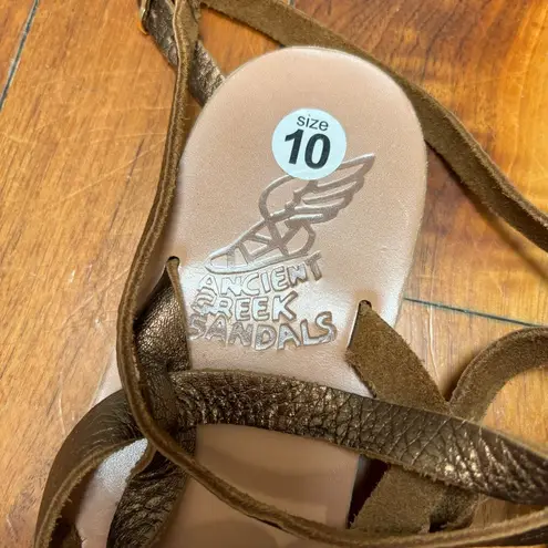 Ancient Greek Estia sandals in metallic brown 11 Gold