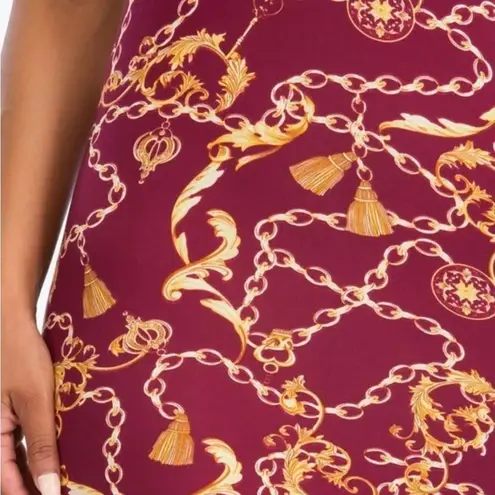 NWT capella New Burgundy Chain Print Criss Cross Back Dress small Red