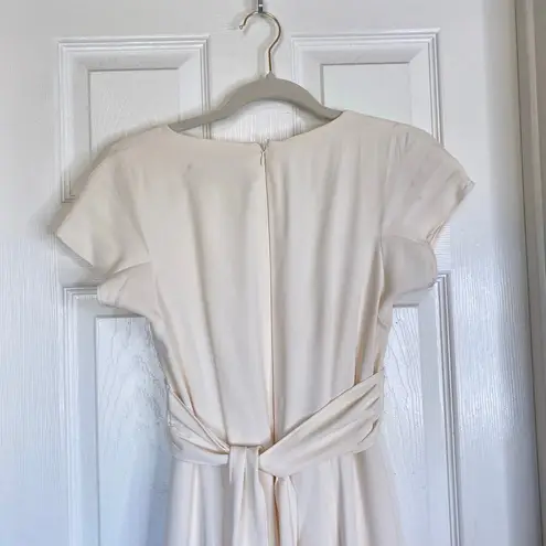 Gal Meets Glam Delaney Cream Crossover Wrap Bodice Jumpsuit Size 0 Bridal