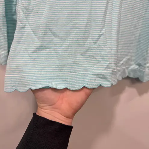 J. McLaughlin Womens Henri Sweater Cotton Cashmere Stripe Crewneck Scallop Knit