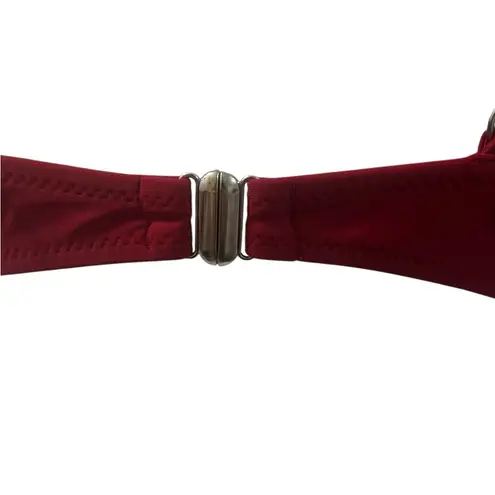 Beachsissi NWT Bikini Swimwear Top Criss Cross Front Cranberry Red M Adjustable