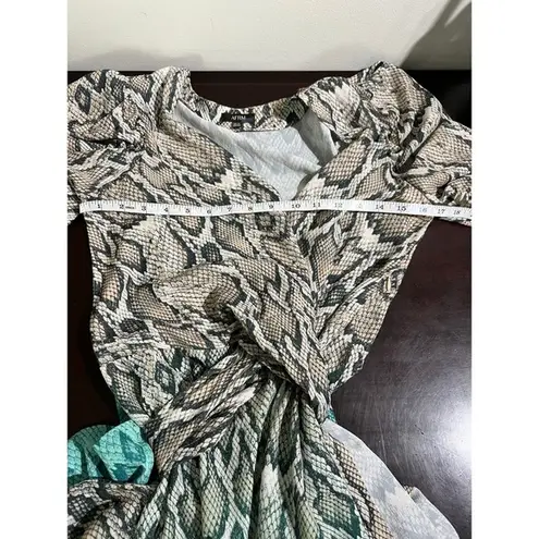 AFRM Ellis Ombre Snakeskin Print Wrap Maxi Dress XS Extra Small Party Cocktail Tan