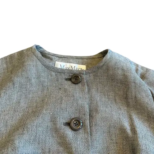 Max Mara Short Sleeve Grey Blazer Jacket Top Belt Linen Cotton Size 6 Womens NWOT