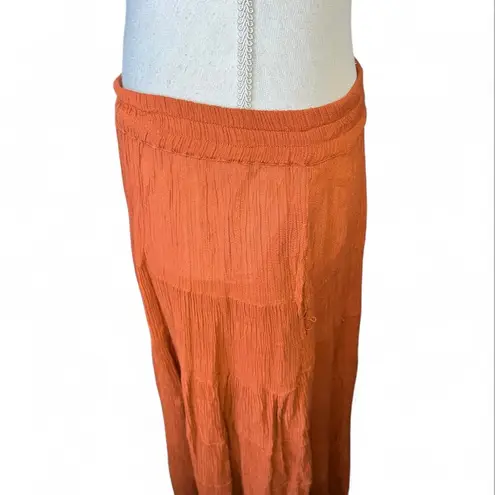 French gear vintage burnt orange boho maxi skirt whimsigoth fall hippie pockets Size M