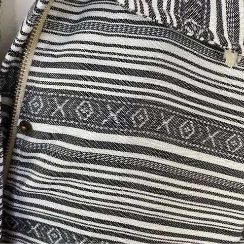 Thread & Supply Aztec Print Canvas Hooded Utility Jacket Black White Small White