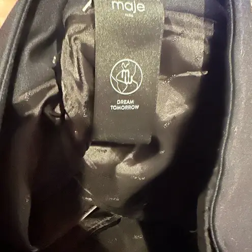 Maje Anthro black wool blend mini skirt with tulle mesh hemline size 38 medium