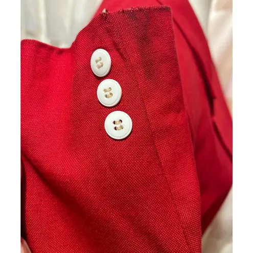 Harvé Benard Harve Benard Vintage Red Jacket Skirt Suit Set White Buttons Made In Italy Sz 12