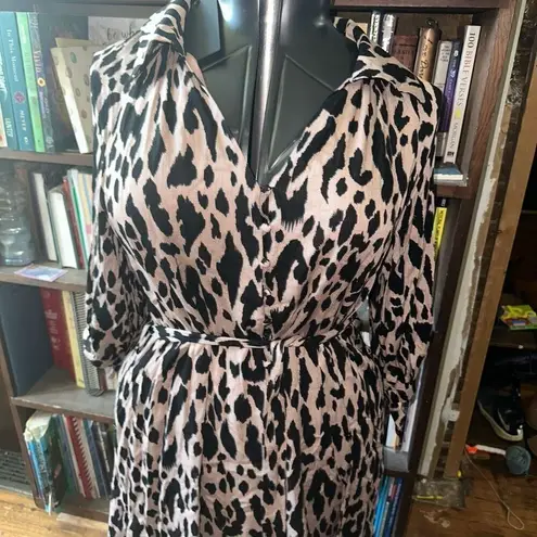 Heyson leopard print collared button down shirt dress