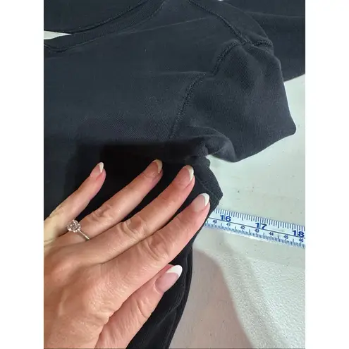 Y2K J. Crew Ribbed Henley Long Sleeve Shirt Black Knit Exposed Hems Size Medium