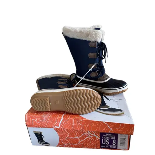 Jbu NIB NEW Snowy Tall All Weather Boot, NAVY SZ-8 Faux Fur