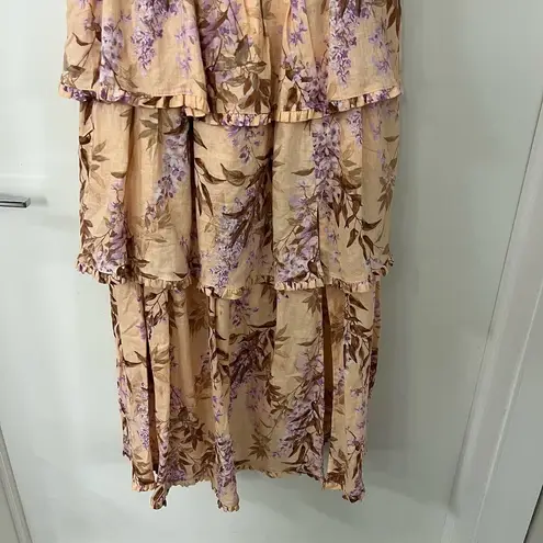 House of Harlow Linen Bustier Lace-up-back Tiered Maxi Dress Size Small NWOT