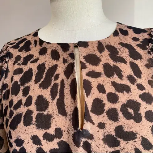 Whistles Flounce Dress Brushed Cheetah Flippy Dress Career Wear Brown Size 10