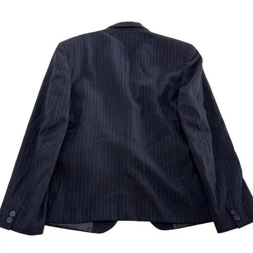 Brooks Brothers Blazer Womens X Small Blue Pinstripe Wool Union Made Vintage