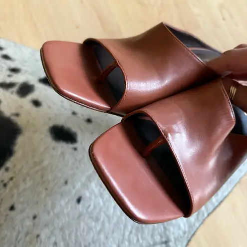 Reformation  Lou‎ Lou Block Heel Mule In Brown Size 6.5