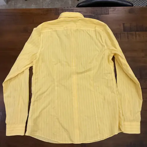 Lands' End 12T Yellow Striped Long Sleeve Button