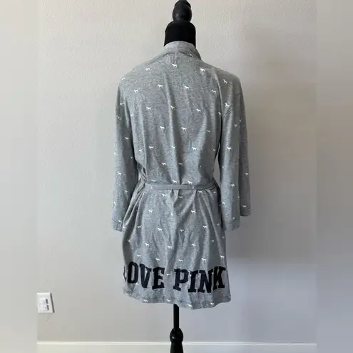 PINK Victoria Secret " I only Sleep In Pink" Grey and White DogRobe Extra Small Gray Size XS