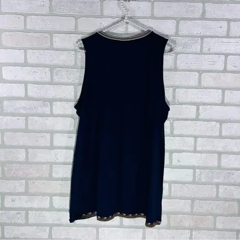 J. Jill NWT Navy Embroidered Tunic Sleeveless Top Size LP Blue