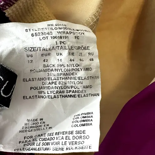 MiracleSuit Wrapsody One Piece Swimwear Bikini V Neck Padded Framboise Purple 12