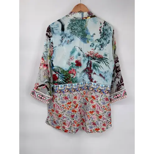 John Mark Kimono Cardigan Womens Small White Embroidered Romantic Boho Resort