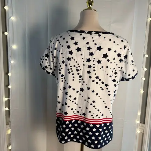 Allison Daley Red and Blue Boxy Short Sleeve Tee