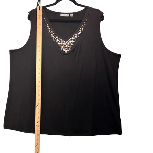 Susan Graver Womans Embelished Tank Size 2x LIquid Knit Elegant Timeless Stretch