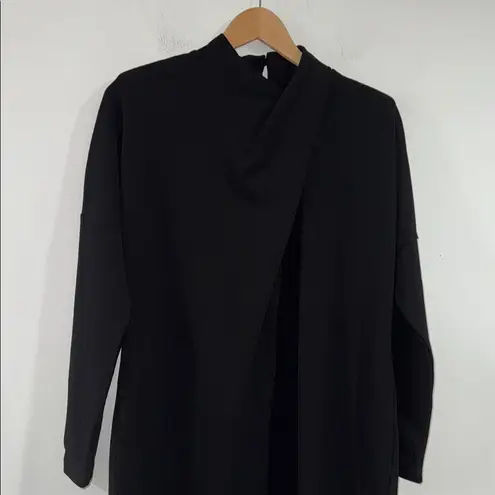 City Chic dress black Elegant long sleeve wrap mock neck NEW stretch