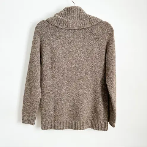 L.L. Bean Tan Taupe Marled Cowl Neck Sweater Sz Medium Brown