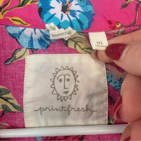 Printfresh Hummingbird Haven 2 Piece Pajama Set Women’s Medium Pink Artsy Cotton