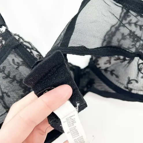 La Perla Vintage Lingerie Whimsigoth Sheer Lace Underwire Bra Size 36C Black