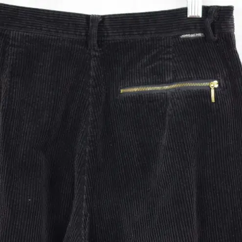 Jordache Vintage Asymmetrical Front Black Corduroy Pants