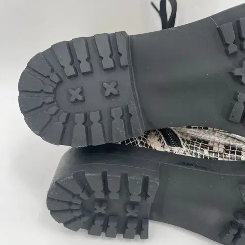 Linea Paolo Boots SZ 7 Trinity Cream Snakeskin Leather NWOT Combat Lace Up NEW Black