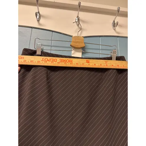 INC International Concepts Brown Pinstripe Pleated Hem Skirt Women Size 14