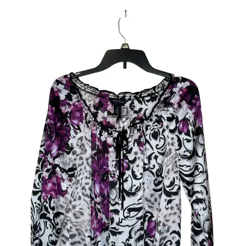 WHBM Women's Top Satin Floral V