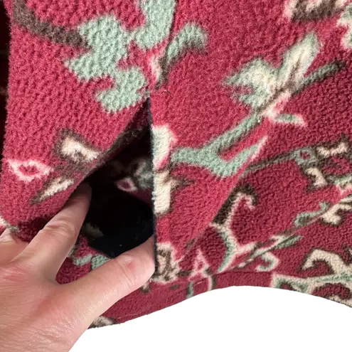 Woolrich Vintage Red Floral 1/4 Zip Mock Neck Pullover Fleece Women's Size L