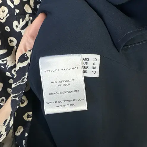 REBECCA VALLANCE Flores Wrap Effect Ruffled Printed Crepe Mini Dress 6 Black