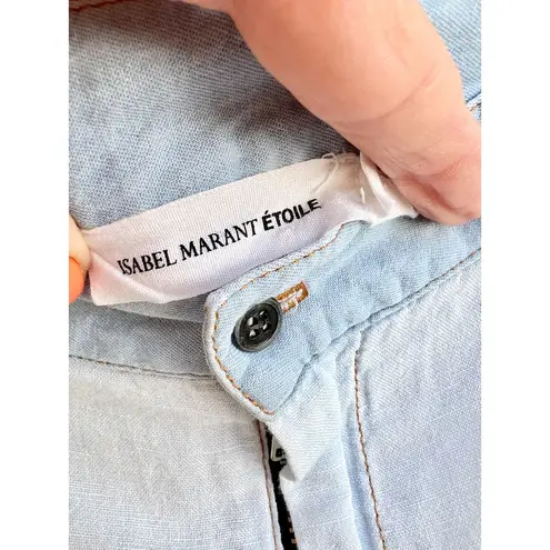 Isabel Marant Bleach Dye Boyfriend Jeans Denim Short Blue Women's FR 42 / US 10