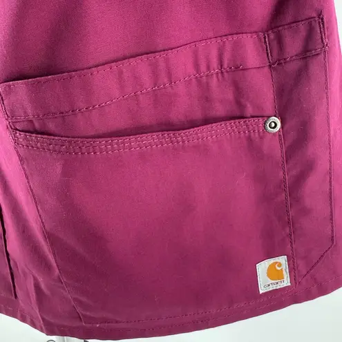 Carhartt  Force Medical Scrub Top Shirt Burgundy Maroon Size XS 0-2 EUC thumbnail 2