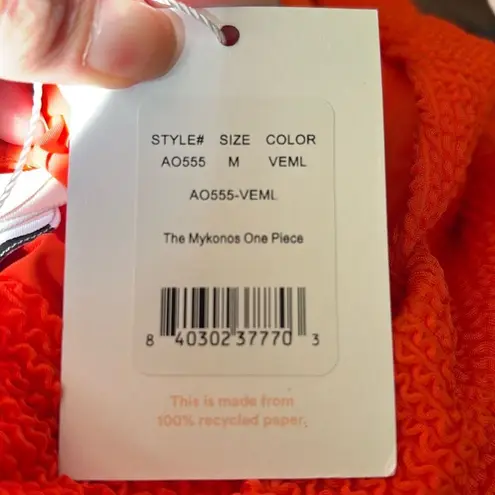 ANDIE The Mykonos One Piece Swimsuit Textured Orange Size M NWT